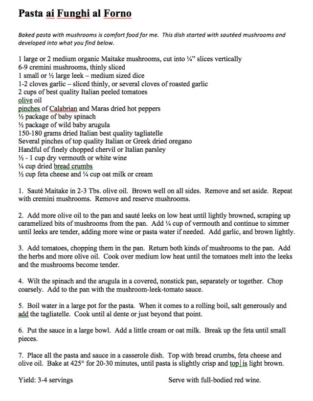 Pasta ai Funghi al Forno recipe