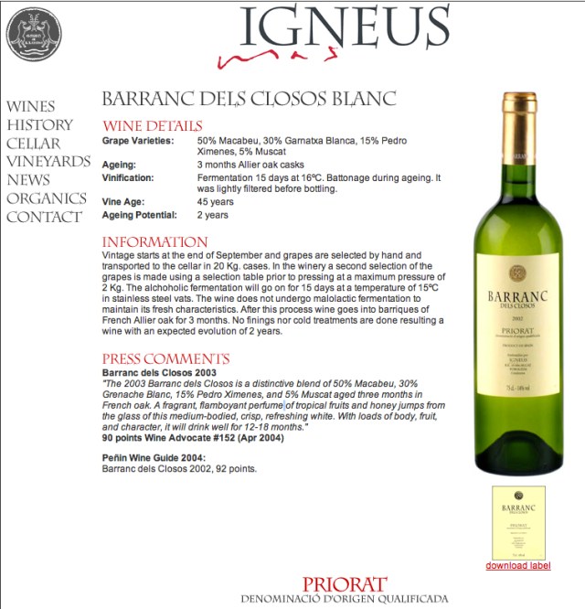 Barranc Dels Closos Blanc