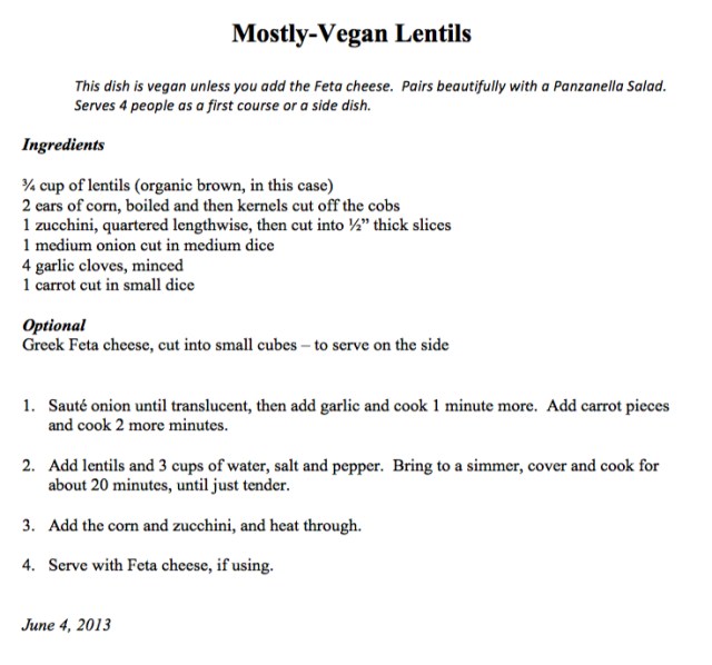 Mostly Vegan Lentils