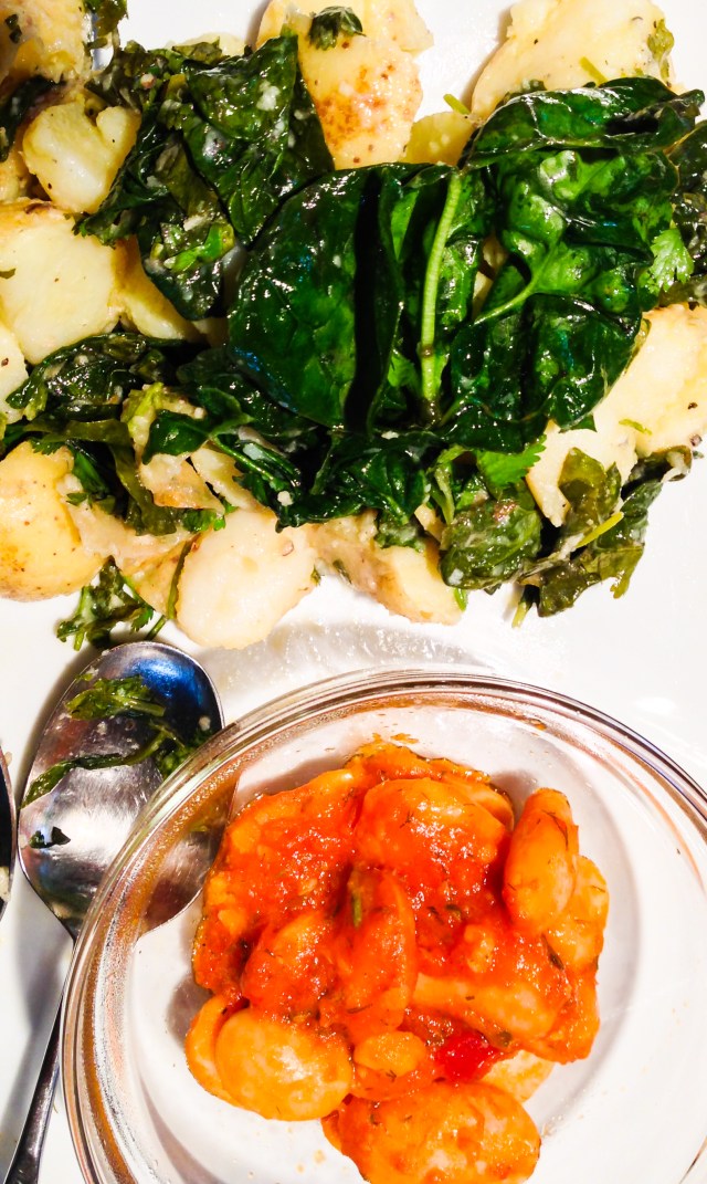 potato and spinach salad