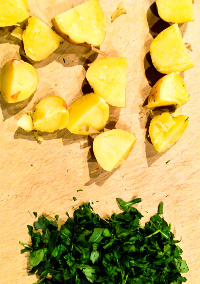 potatoes and arugula