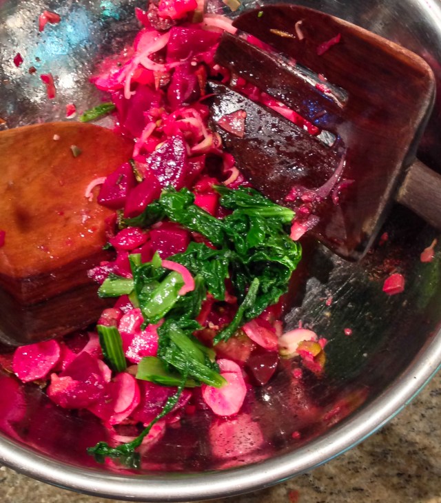 chopped salad with mustard greens