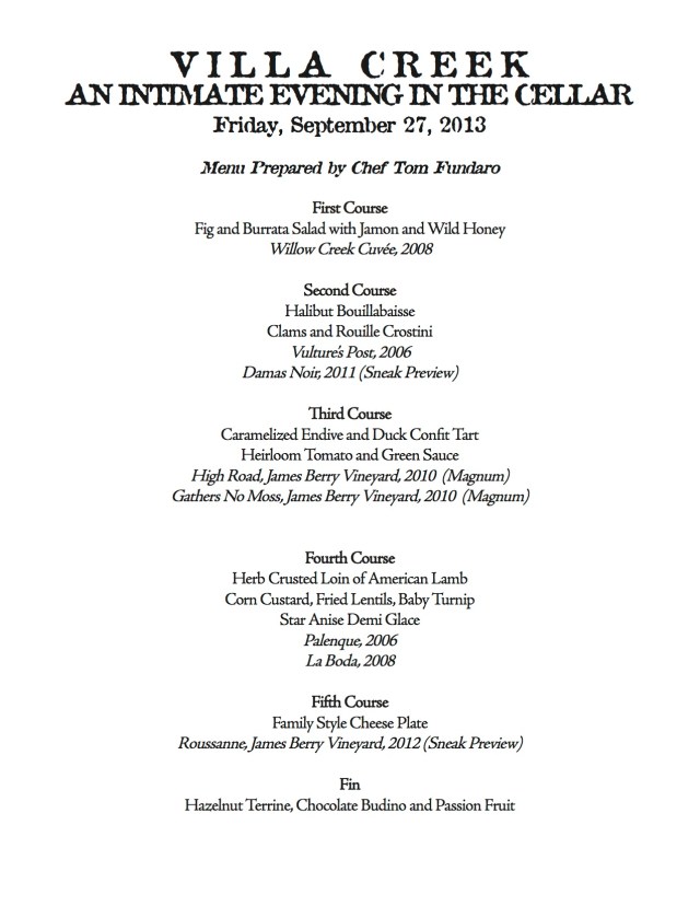 Friday Night Dinner Menu