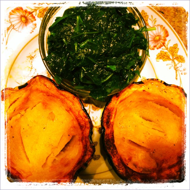 greens and winter squash