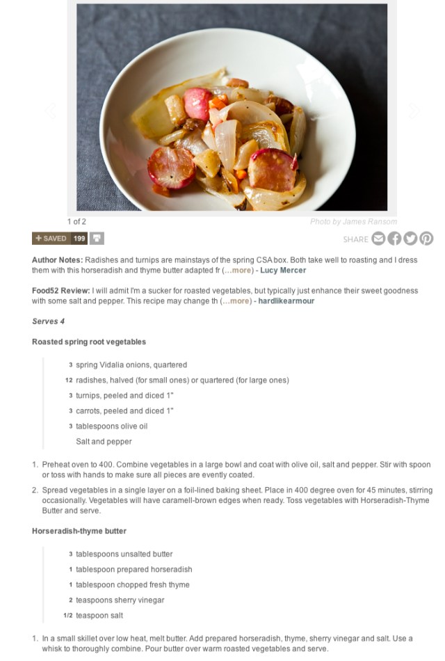 Roasted Root Vegs with Horseradish Butter or Oil