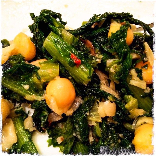 cicoria, beans and chickpeas - close