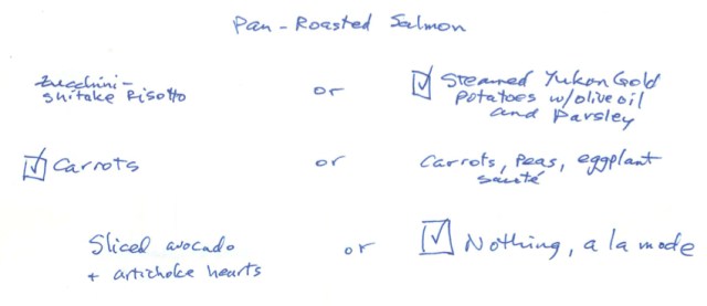 Salmon dinner choices