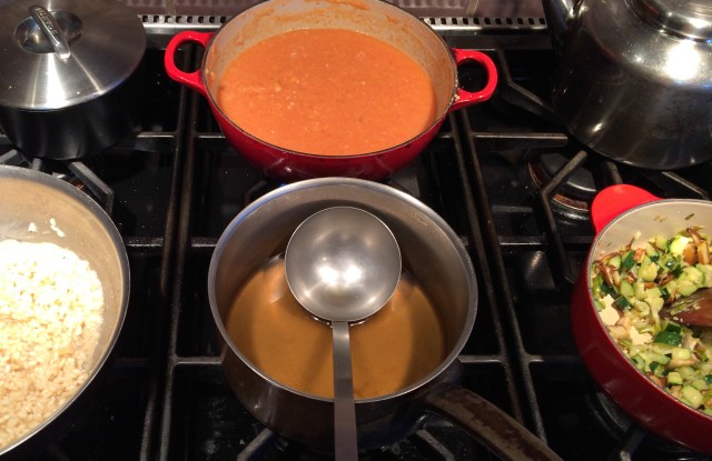 soup and risotto on stove-22