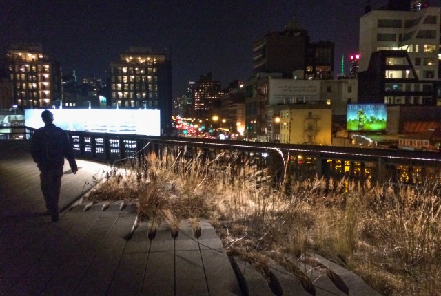 walking the High Line in the evening