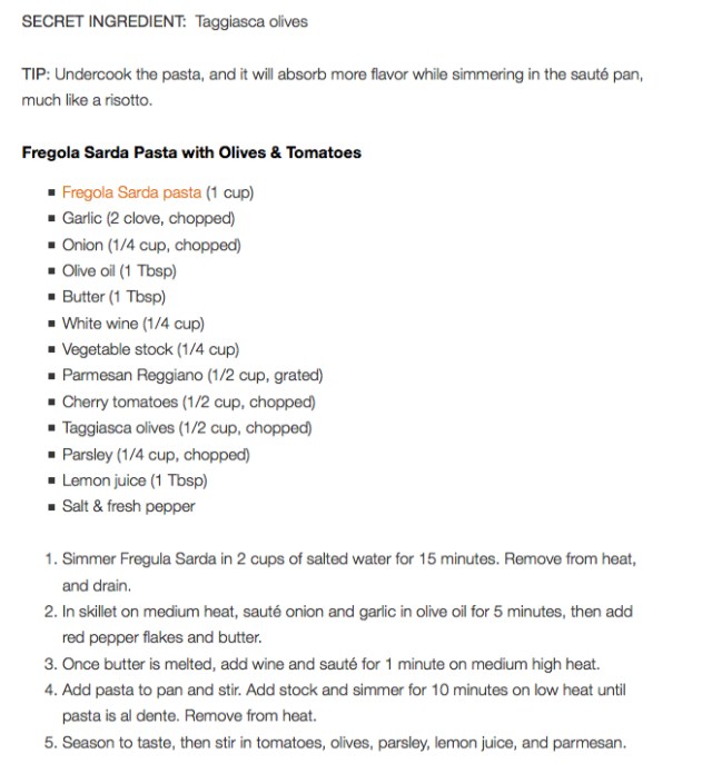 Fregole recipe