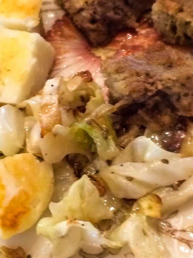 Halloumi, cabbage and seitan