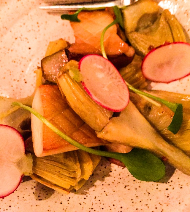 Bondir Barigoule and Trumpet Mushrooms