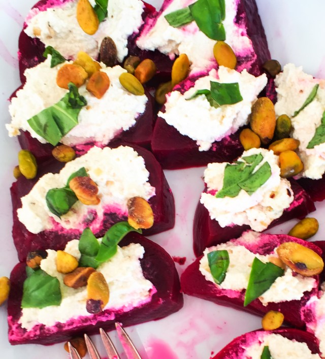 beets with vegan riccotta