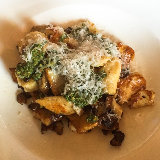 Gnocchi with Mushrooms and Arugula Pesto