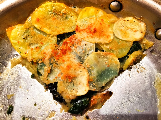potato and greens gratin